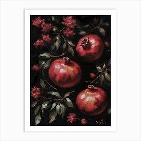 Persephone's Pomegranates Dark Cottagecore Moody Vintage Art Prints | Dark Academia Library Aesthetic for Feature Witchy Altar Wall Art Print