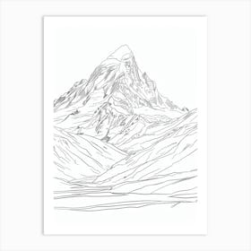 Mount Washington Usa Line Drawing 5 Art Print