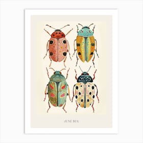 Colourful Insect Illustration June Bug 8 Poster Art Print