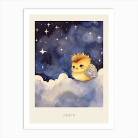 Baby Chick Sleeping In The Clouds Nursery Poster Art Print