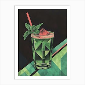 Mint Cocktail Art Deco Inspired 1 Art Print