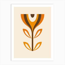 Mid Century Modern Flower 2 Orange Art Print