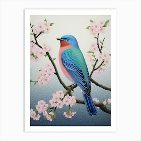 Ohara Koson Inspired Bird Painting Eastern Bluebird 1 Art Print