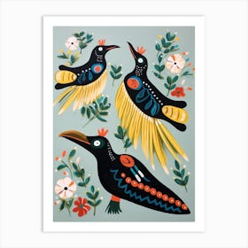 Folk Style Bird Painting Cormorant Art Print