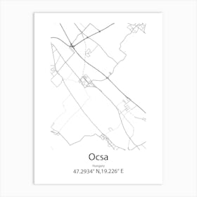 Ocsa,Hungary Minimalist Map Art Print