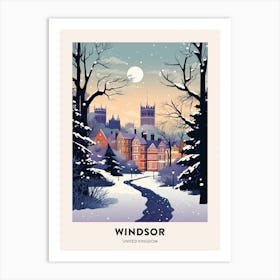 Winter Night  Travel Poster Windsor United Kingdom 3 Art Print