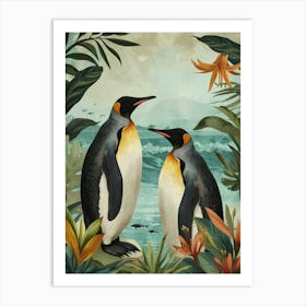 Adlie Penguin Petermann Island Vintage Botanical Painting 2 Art Print