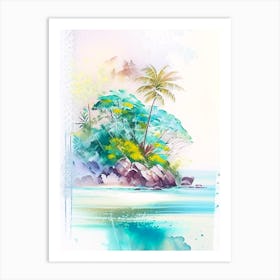 Seychelles Seychelles Watercolour Pastel Tropical Destination Art Print