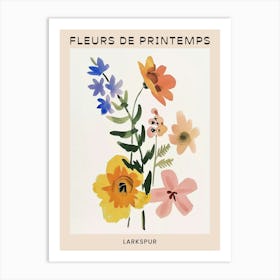 Spring Floral French Poster  Larkspur 1 Art Print