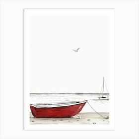 Red Boat Canvas Print Art Print