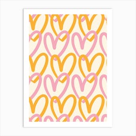 Pink Hearts Art Print