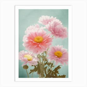 Chrysanthemums Flowers Acrylic Painting In Pastel Colours 4 Art Print