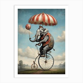 Elephant On A Penny Farthing Art Print