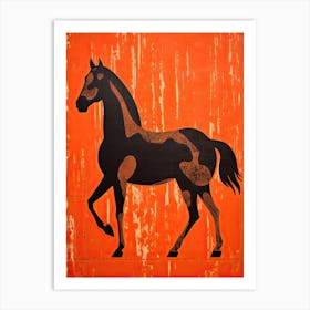 Horse, Woodblock Animal  Drawing 1 Art Print
