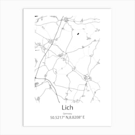 Lich,Germany Minimalist Map Art Print