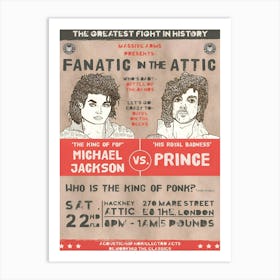 Rare Fanatic In The Attic Concert Music Poster Michael Jackson Vs Prince Mj Art Print