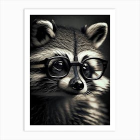 Raccoon Wearing Glasses Vintage 2 Art Print