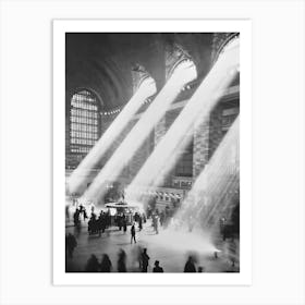 Grand Central Station, Vintage Black and White Old Photo Art Print