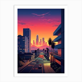 City Of Los Angeles | Retrofuturism Sunset Art Print