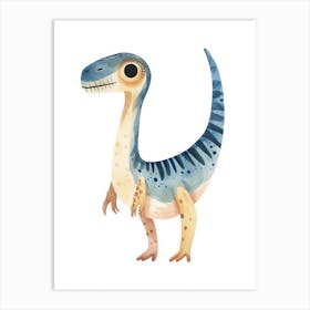 Cute Cartoondeinonychus Dinosaur Watercolour 1 Art Print