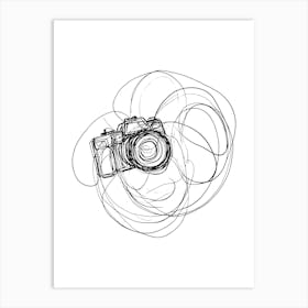 Camera Sketch Minimalist Line Art Monoline Illustration Art Print