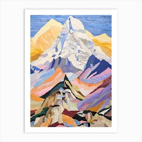 Mount Everest Nepal 1 Colourful Mountain Illustration Art Print