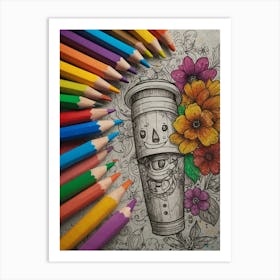 Coffee Cup Coloring Page Art Print