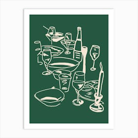 À Table in green 1 Art Print