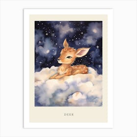 Baby Deer 9 Sleeping In The Clouds Nursery Poster Art Print
