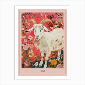 Floral Animal Painting Goat 2 Poster Art Print