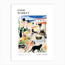 The Food Market In Saint Tropez 3 Illustration Poster Art Print