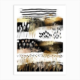 Gold And Black Abstract Painting 55 Art Print