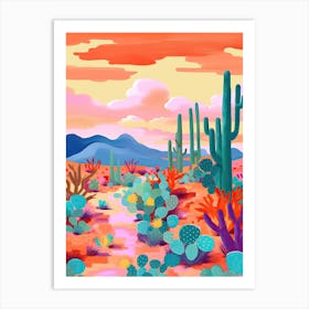 Colourful Desert Illustration 9 Art Print