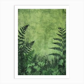 Grunge Background With Ferns Art Print