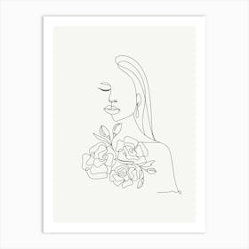 Woman Single Line Drawing Illustration Art Print