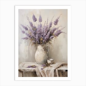 Lavender, Autumn Fall Flowers Sitting In A White Vase, Farmhouse Style 1 Art Print