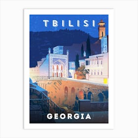 Tbilisi, Georgia — Retro travel minimalist poster 3 Art Print