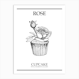 Rose Cupcake Line Drawing 2 Poster Art Print