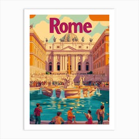 Aihrgdesign A 1970s Inspired Travel Poster For Rome 2 Art Print