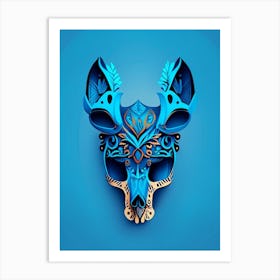 Animal Skull Blue 3 Mexican Art Print