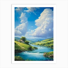 Cumulus Clouds Billowing Gentle Giants Against A Backdrop Of Vivid Azure Sky Tower Over A Varied (1) Art Print