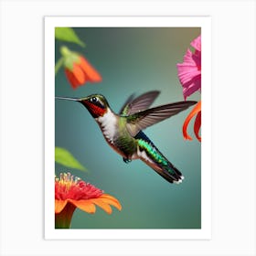 Male Ruby Throated Hummingbird-Reimagined 11 Art Print