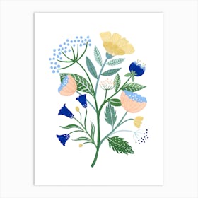 Scandi Flower Pastels Gouache Painting Art Print