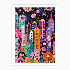 Kitsch Colourful Bangkok Inspired Cityscape  2 Art Print
