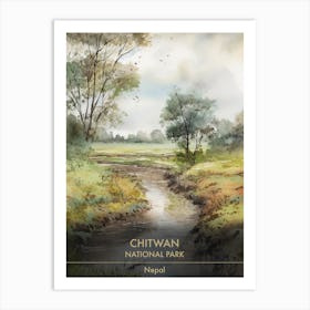 Chitwan National Park Nepal Watercolour 4 Art Print