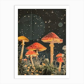 Retro Kitsch Mushroom Collage 2 Art Print