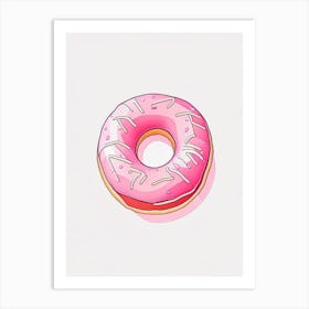 Strawberry Frosted Donut Abstract Line Drawing 1 Art Print