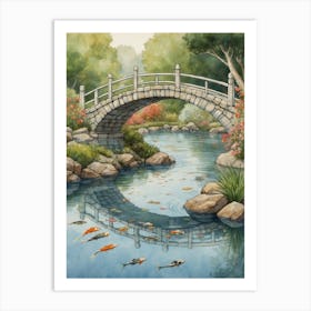 Koi Bridge Art Print