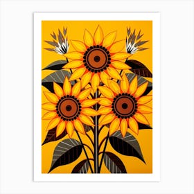 Flower Motif Painting Sunflower 1 Art Print