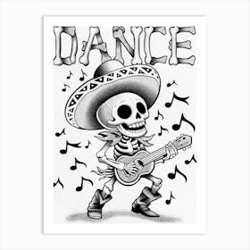 Dance Lover Funny Skeleton Character Art Print